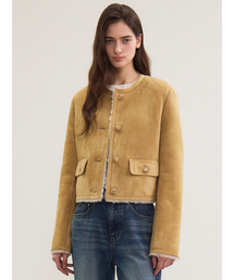 le（ル）の「suede round shearling jacket (beige)（ムートンコート）」