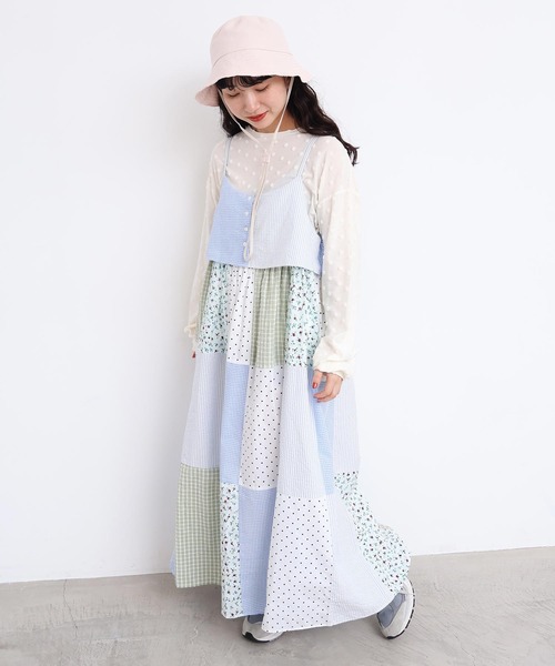 l'atelier du savon（アトリエドサボン）の「little garden パッチワークキャミワンピース（ワンピース・レディース・サックスブルー/ブラック・FREE）」の8枚目の写真