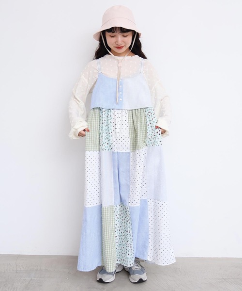 l'atelier du savon（アトリエドサボン）の「little garden パッチワークキャミワンピース（ワンピース・レディース・サックスブルー/ブラック・FREE）」の11枚目の写真