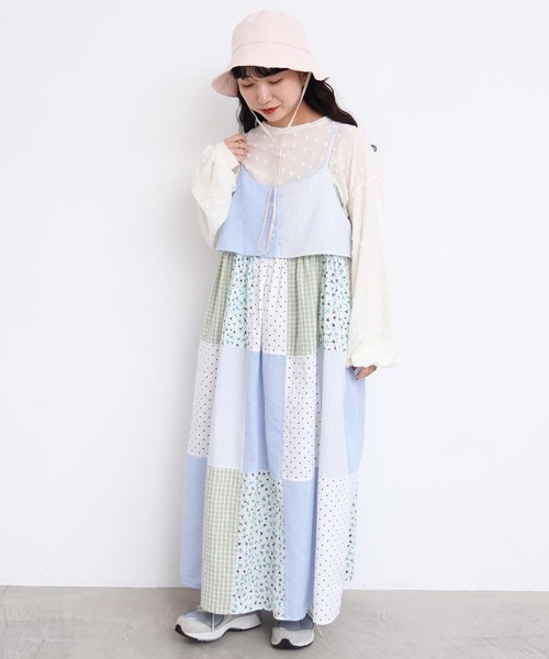 l'atelier du savon（アトリエドサボン）の「little garden パッチワークキャミワンピース（ワンピース・レディース・サックスブルー/ブラック・FREE）」の12枚目の写真