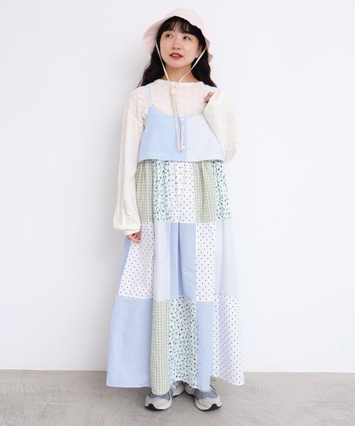 l'atelier du savon（アトリエドサボン）の「little garden パッチワークキャミワンピース（ワンピース・レディース・サックスブルー/ブラック・FREE）」の13枚目の写真
