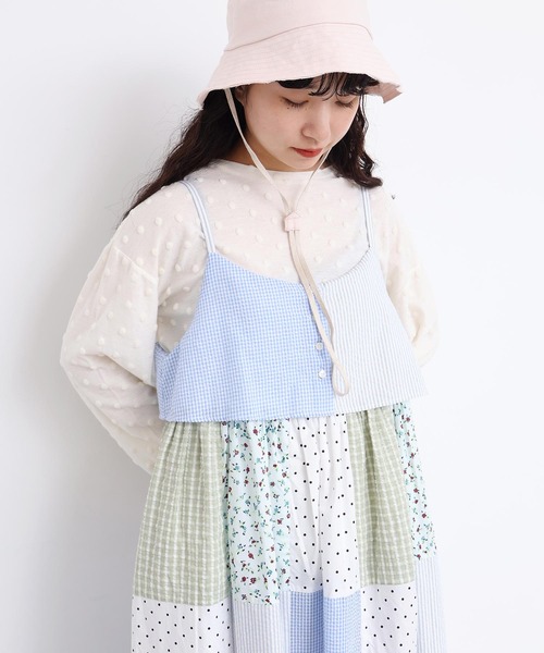 l'atelier du savon（アトリエドサボン）の「little garden パッチワークキャミワンピース（ワンピース・レディース・サックスブルー/ブラック・FREE）」の3枚目の写真