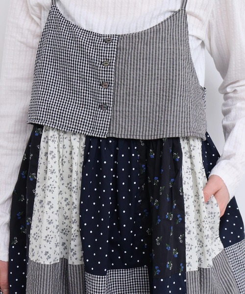 l'atelier du savon（アトリエドサボン）の「little garden パッチワークキャミワンピース（ワンピース・レディース・サックスブルー/ブラック・FREE）」の15枚目の写真
