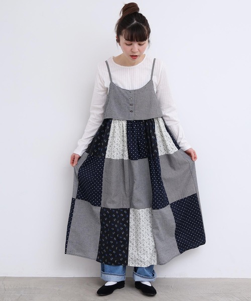 l'atelier du savon（アトリエドサボン）の「little garden パッチワークキャミワンピース（ワンピース・レディース・サックスブルー/ブラック・FREE）」の18枚目の写真