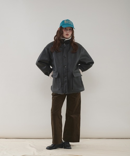 MUHET(ミュエータ)の「reversible synthetic leather & boa jacket / リバーシブル合皮ブルゾン(ブルゾン・レディース・ブラウン/ブラック・SMALL/MEDIUM/LARGE)」の18枚目の写真