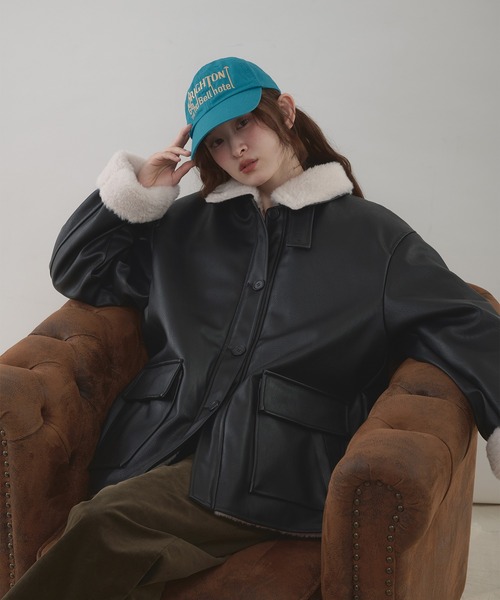 MUHET(ミュエータ)の「reversible synthetic leather & boa jacket / リバーシブル合皮ブルゾン(ブルゾン・レディース・ブラウン/ブラック・SMALL/MEDIUM/LARGE)」の15枚目の写真