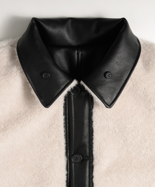 MUHET(ミュエータ)の「reversible synthetic leather & boa jacket / リバーシブル合皮ブルゾン(ブルゾン・レディース・ブラウン/ブラック・SMALL/MEDIUM/LARGE)」の5枚目の写真