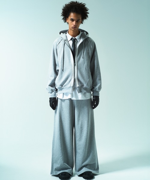 CAMPHOR WOOD（カンファーウッド）の「WIDE BAGGY GRIDDER SWEAT PANTS / ワイドバギーグリッダースウェットパンツ（スウェットパンツ・メンズ・グレー/ブラック・SMALL/MEDIUM/LARGE）」の6枚目の写真