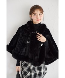 【ZOZO限定】フェイクファーパール装飾ポンチョ