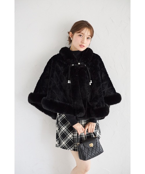 美品♡エポカ 2way ポンチョダウン フォックスファー 袖ロゴ ブラック 40 ファーポンチョ ブラック | ファッション通販＆メディアMyColor ～マイ