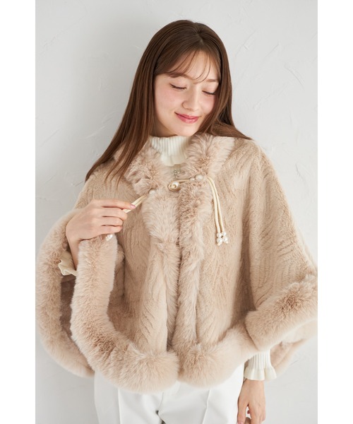 美品♡エポカ 2way ポンチョダウン フォックスファー 袖ロゴ ブラック 40 チェック柄 2WAY ポンチョ スカート レディース 送料無料・再入荷