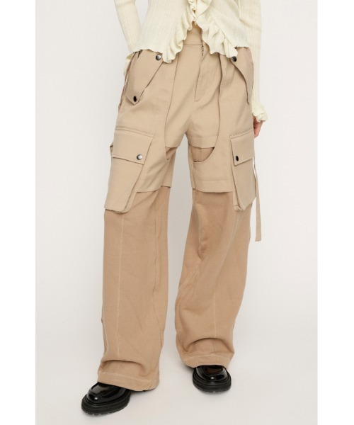 SLY（スライ）の「【2026SS新作】KNIT DOCKING CARGO PT ニットドッキング カーゴパンツ 冬服 春服（カーゴパンツ・レディース・ライトベージュ/グレー系その他2・1/2）」の2枚目の写真