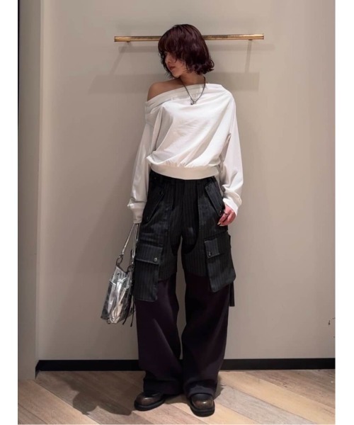 SLY（スライ）の「【2026SS新作】KNIT DOCKING CARGO PT ニットドッキング カーゴパンツ 冬服 春服（カーゴパンツ・レディース・ライトベージュ/グレー系その他2・1/2）」の5枚目の写真