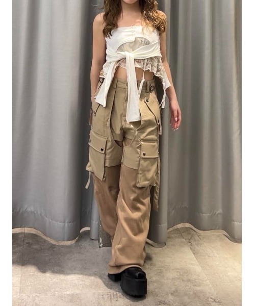 SLY（スライ）の「【2026SS新作】KNIT DOCKING CARGO PT ニットドッキング カーゴパンツ 冬服 春服（カーゴパンツ・レディース・ライトベージュ/グレー系その他2・1/2）」の11枚目の写真