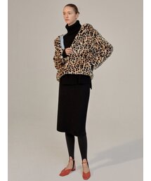 BIANA HOODIE FUR JACKET LEOPARD