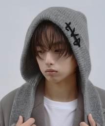 LAD EDITION（ラッドエディション）の「LAD ウールニットフードマフラー_グレー（ニットキャップ/ビーニー）」