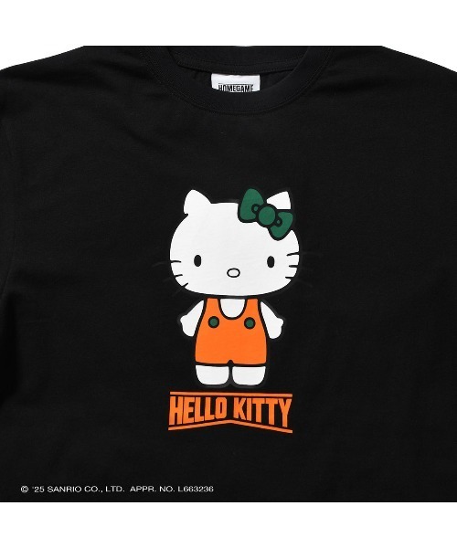 sanrio（サンリオ）の「サンリオキャラクターズ × ホームゲーム [HOMEGAME] - ハローキティー 半袖 Tシャツ [HELLO KITTY HG COLOR TEE BLACK HG2501104]（Tシャツ/カットソー・レディース・ブラック・MEDIUM/SMALL/LARGE/X-LARGE）」の2枚目の写真