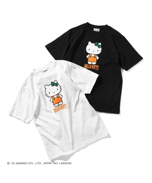 sanrio（サンリオ）の「サンリオキャラクターズ × ホームゲーム [HOMEGAME] - ハローキティー 半袖 Tシャツ [HELLO KITTY HG COLOR TEE BLACK HG2501104]（Tシャツ/カットソー・レディース・ブラック・MEDIUM/SMALL/LARGE/X-LARGE）」の4枚目の写真