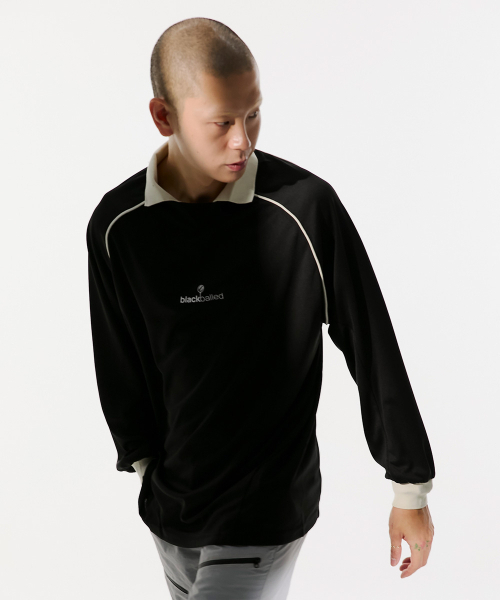 MESH COLAR T-SHIRT BLACK
