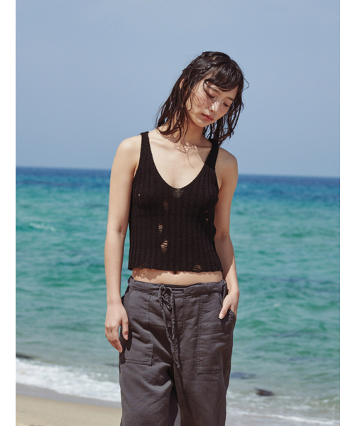 FLATWAVE IN SEOUL（フラットウェーブインソウル）の「Bask Damaged Sleeveless Black（Tシャツ/カットソー・レディース・その他・FREE）」の3枚目の写真