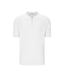 LEVELD（レブエルド）の「Cable Half Zip-Up Muscle Fit Knit White（ニット/セーター）」