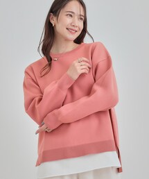 SHOO・LA・RUE | 【洗濯機可/S-LL】さらに軽くなった スポンディッシュ裾フェイクトップス(ニット/セーター)