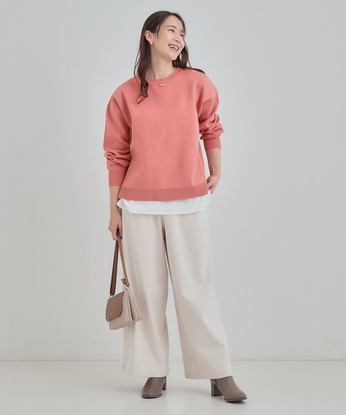 SHOO・LA・RUE（シューラルー）の「【洗濯機可/S-LL】さらに軽くなった スポンディッシュ裾フェイクトップス（ニット/セーター・レディース・ネイビー/イエロー/ピンク系/サックスブルー/パープル系4・01/04/02/03）」の17枚目の写真