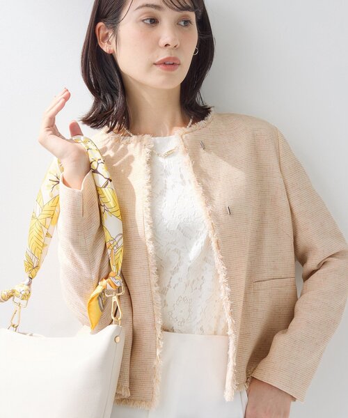 INDIVI(インディヴィ)の「【軽量/SETUP可能】ストレッチツイードジャケット(ノーカラージャケット・レディース・ホワイト系4/ベージュ系その他7/ネイビー系3・40/38/36/15 /13/05/19/12)」の16枚目の写真