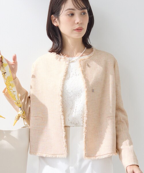 INDIVI（インディヴィ）の「【軽量／セレモニー／SETUP可能】ストレッチツイードジャケット（ノーカラージャケット・レディース・ホワイト系4/ベージュ系その他7/ネイビー系3・40/38/36/15 /13/05/19/12）」の22枚目の写真