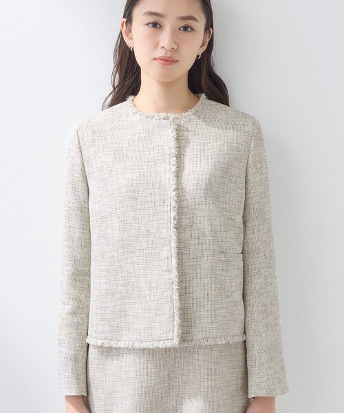 INDIVI（インディヴィ）の「【軽量／セレモニー／SETUP可能】ストレッチツイードジャケット（ノーカラージャケット・レディース・ホワイト系4/ベージュ系その他7/ネイビー系3・40/38/36/15 /13/05/19/12）」の20枚目の写真