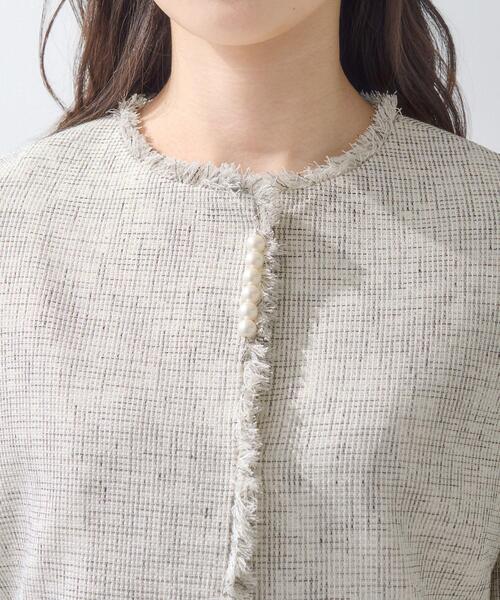 INDIVI（インディヴィ）の「【軽量／セレモニー／SETUP可能】ストレッチツイードジャケット（ノーカラージャケット・レディース・ホワイト系4/ベージュ系その他7/ネイビー系3・40/38/36/15 /13/05/19/12）」の21枚目の写真