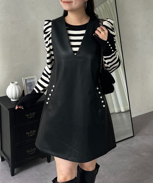 prose verse（プロズヴェール）の「ミドル丈フェイクレザーベスト（キャミソール・レディース・ブラック・LARGE/MEDIUM）」の20枚目の写真