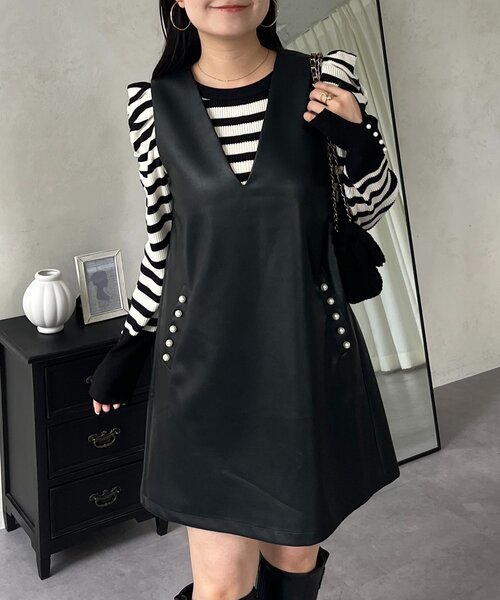 prose verse（プロズヴェール）の「ミドル丈フェイクレザーベスト（キャミソール・レディース・ブラック・LARGE/MEDIUM）」の22枚目の写真