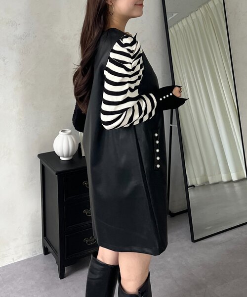 prose verse（プロズヴェール）の「ミドル丈フェイクレザーベスト（キャミソール・レディース・ブラック・LARGE/MEDIUM）」の15枚目の写真