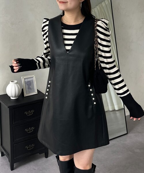 prose verse（プロズヴェール）の「ミドル丈フェイクレザーベスト（キャミソール・レディース・ブラック・LARGE/MEDIUM）」の16枚目の写真