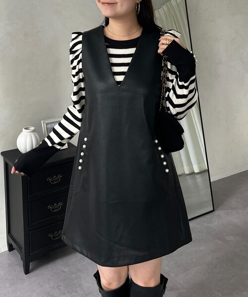 prose verse（プロズヴェール）の「ミドル丈フェイクレザーベスト（キャミソール・レディース・ブラック・LARGE/MEDIUM）」の17枚目の写真