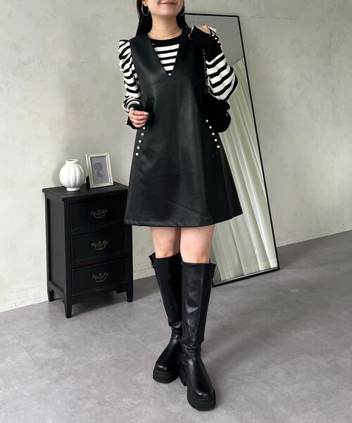 prose verse（プロズヴェール）の「ミドル丈フェイクレザーベスト（キャミソール・レディース・ブラック・LARGE/MEDIUM）」の10枚目の写真