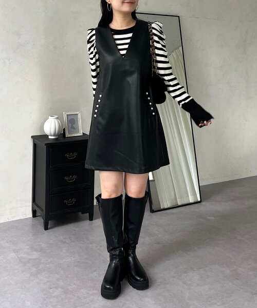 prose verse（プロズヴェール）の「ミドル丈フェイクレザーベスト（キャミソール・レディース・ブラック・LARGE/MEDIUM）」の11枚目の写真