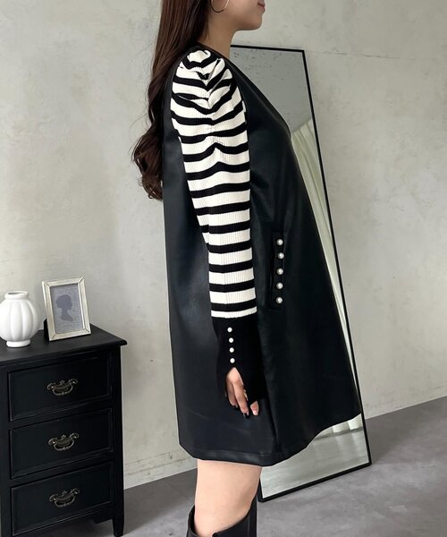 prose verse（プロズヴェール）の「ミドル丈フェイクレザーベスト（キャミソール・レディース・ブラック・LARGE/MEDIUM）」の7枚目の写真