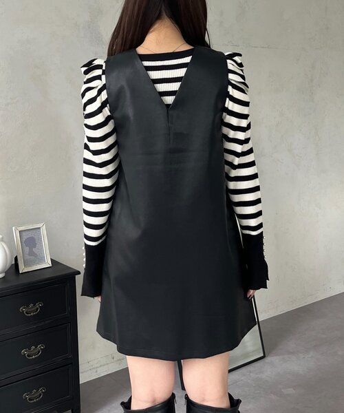 prose verse（プロズヴェール）の「ミドル丈フェイクレザーベスト（キャミソール・レディース・ブラック・LARGE/MEDIUM）」の8枚目の写真