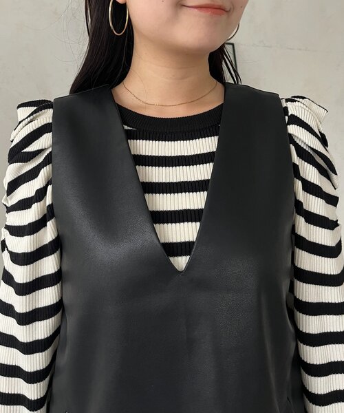 prose verse（プロズヴェール）の「ミドル丈フェイクレザーベスト（キャミソール・レディース・ブラック・LARGE/MEDIUM）」の9枚目の写真