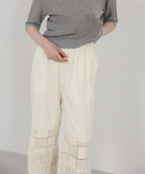 select MOCA（セレクトモカ）の「パネルレースイージーパンツ（その他パンツ・レディース・アイボリー/ブラック・FREE）」の10枚目の写真