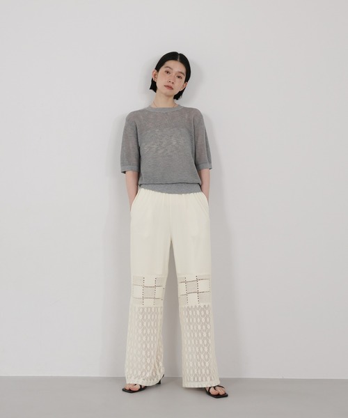select MOCA（セレクトモカ）の「パネルレースイージーパンツ（その他パンツ・レディース・アイボリー/ブラック・FREE）」の7枚目の写真