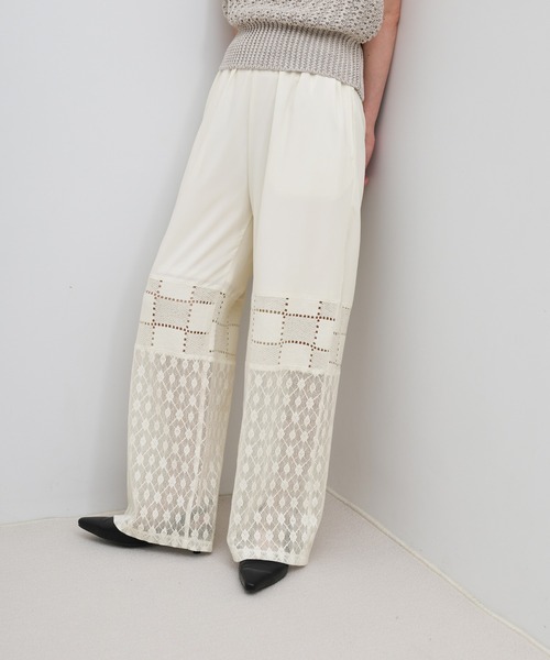 select MOCA（セレクトモカ）の「パネルレースイージーパンツ（その他パンツ・レディース・アイボリー/ブラック・FREE）」の19枚目の写真