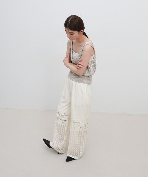 select MOCA（セレクトモカ）の「パネルレースイージーパンツ（その他パンツ・レディース・アイボリー/ブラック・FREE）」の16枚目の写真