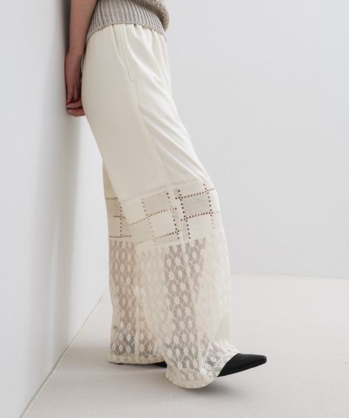 select MOCA（セレクトモカ）の「パネルレースイージーパンツ（その他パンツ・レディース・アイボリー/ブラック・FREE）」の14枚目の写真