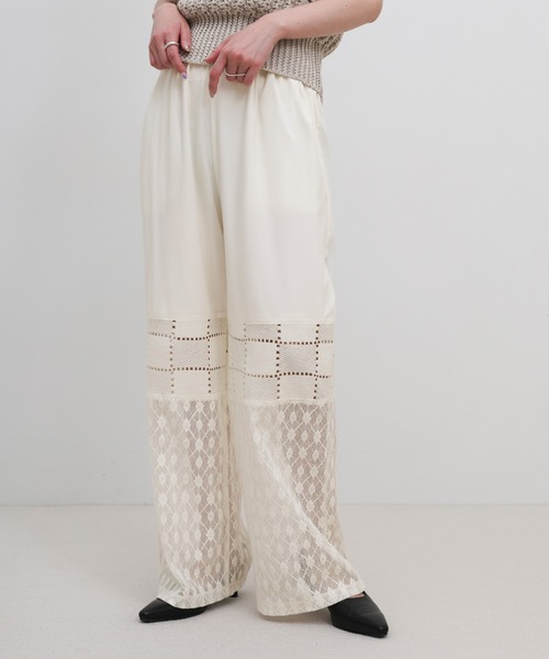 select MOCA（セレクトモカ）の「パネルレースイージーパンツ（その他パンツ・レディース・アイボリー/ブラック・FREE）」の13枚目の写真
