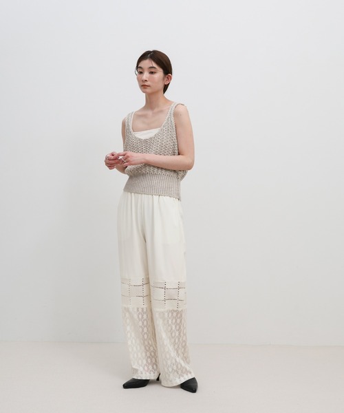 select MOCA（セレクトモカ）の「パネルレースイージーパンツ（その他パンツ・レディース・アイボリー/ブラック・FREE）」の15枚目の写真