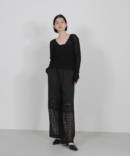 select MOCA（セレクトモカ）の「パネルレースイージーパンツ（その他パンツ・レディース・アイボリー/ブラック・FREE）」の4枚目の写真