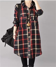 チェック柄シャツワンピース